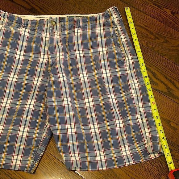 AE Longer Length Blue Plaid Mens Shorts 36 - Picture 6 of 10
